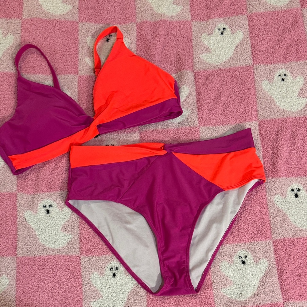 Vibrant Pink and Orange Bikini Set
